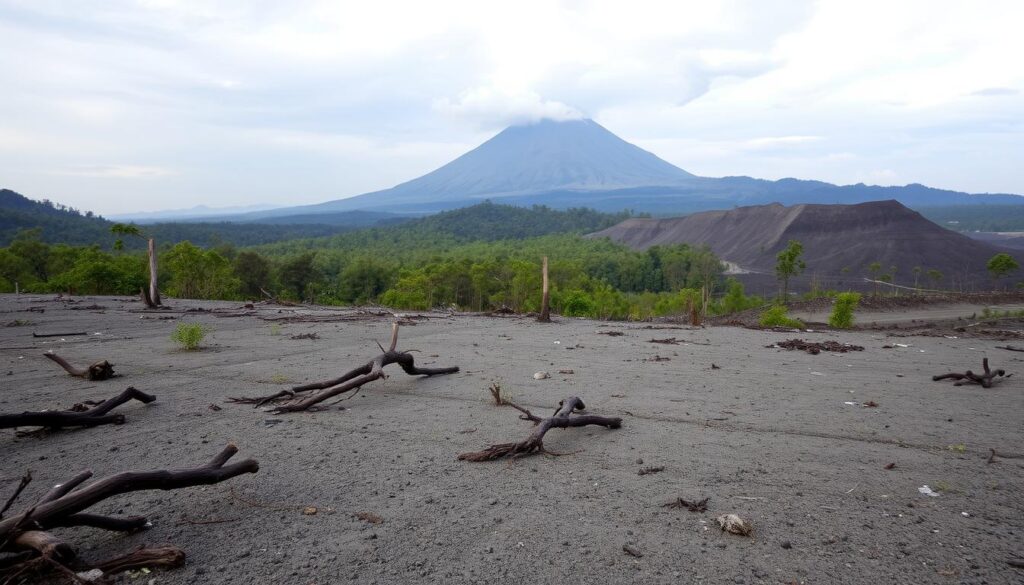 kerusakan lahan akibat letusan Gunung Merapi kerusakan lahan akibat letusan Gunung Merapi